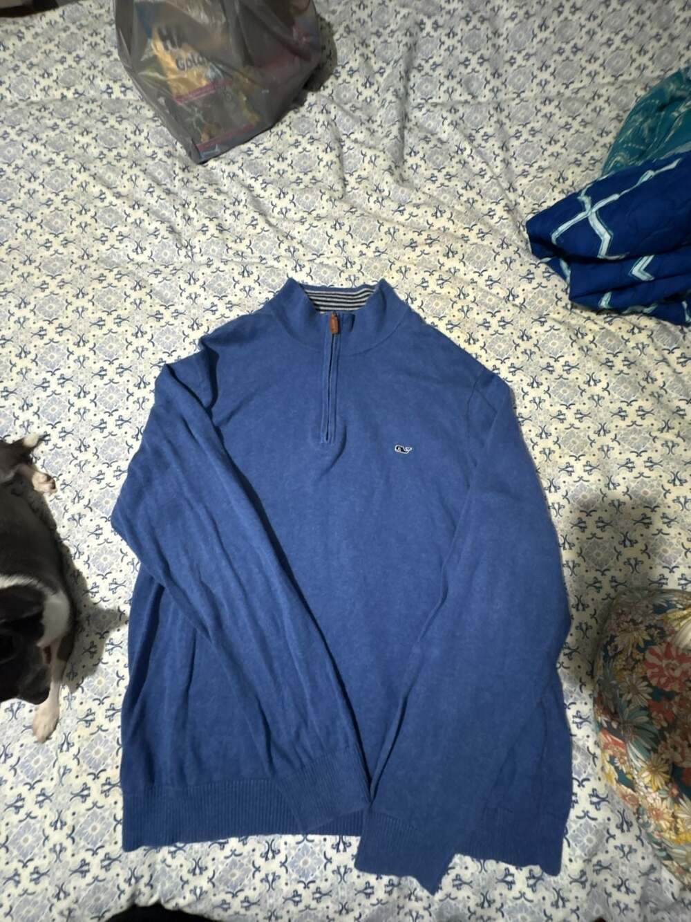 Vineyard Vines Men's Blue Quarter Zip Pullover Sweater Size L
